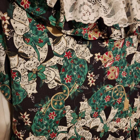 Mini World Dress Christmas Music Print Petticoat Lace Girls 14 Made in USA - Picture 3 of 9